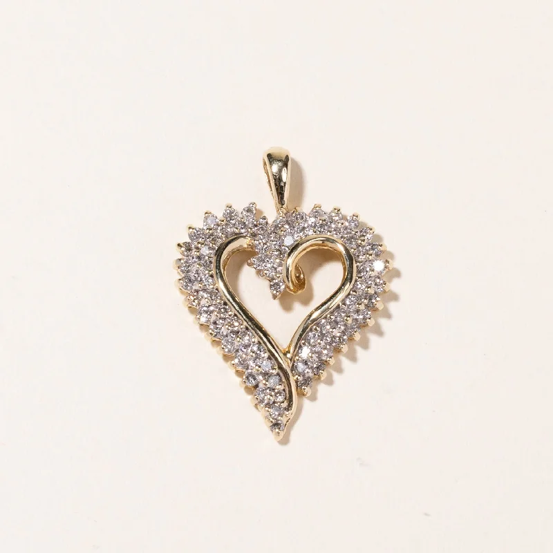 natural garnet gemstone ring 14K Yellow Gold Heart Shaped Diamond Pendant | 1.09ctw natural garnet gemstone ring 14K Yellow Gold Heart Shaped Diamond Pendant | 1.09ctw