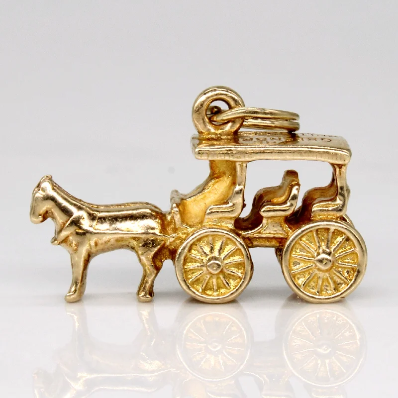 vintage sapphire necklace 14k Yellow Gold Horse & Carriage Charm
