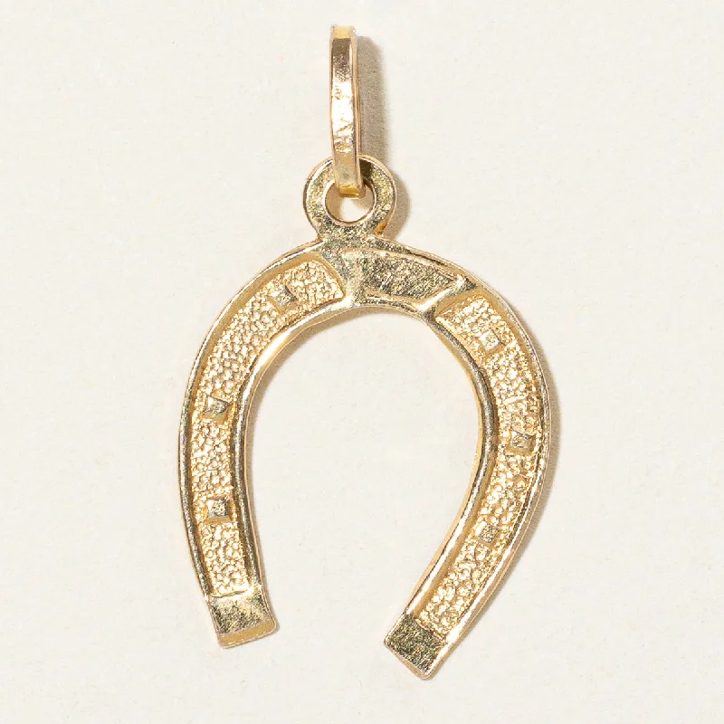 custom engraved wedding band 14k Yellow Gold Horseshoe Charm