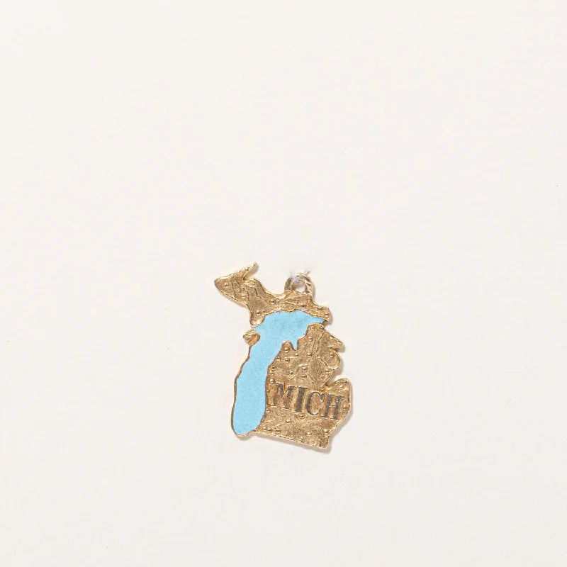 minimalist gold bracelet thin 14k Yellow Gold Michigan Charm