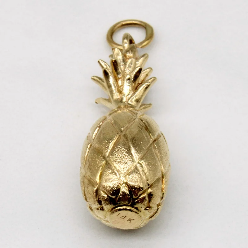 minimal gold ring stack 14k Yellow Gold Pineapple Charm