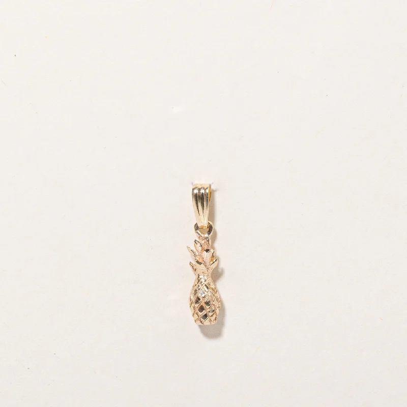 colorful gemstone engagement ring 14k Yellow Gold Pineapple Charm