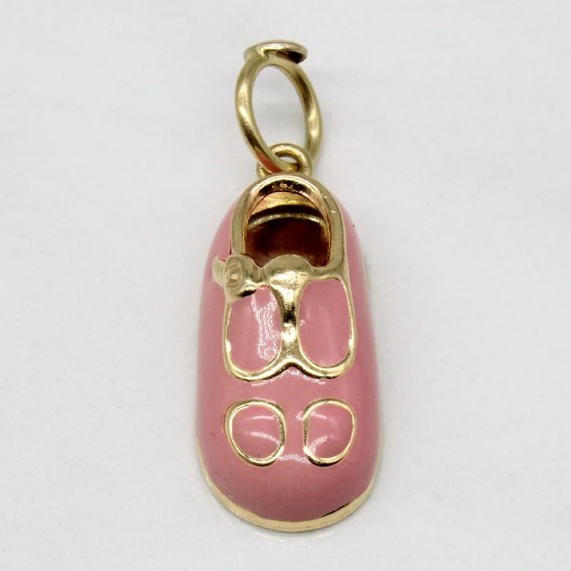 silver lotus flower earrings 14k Yellow Gold & Pink Enamel Shoe Charm