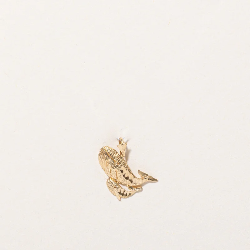 vintage diamond brooch 14k Yellow Gold Whale Pod Charm