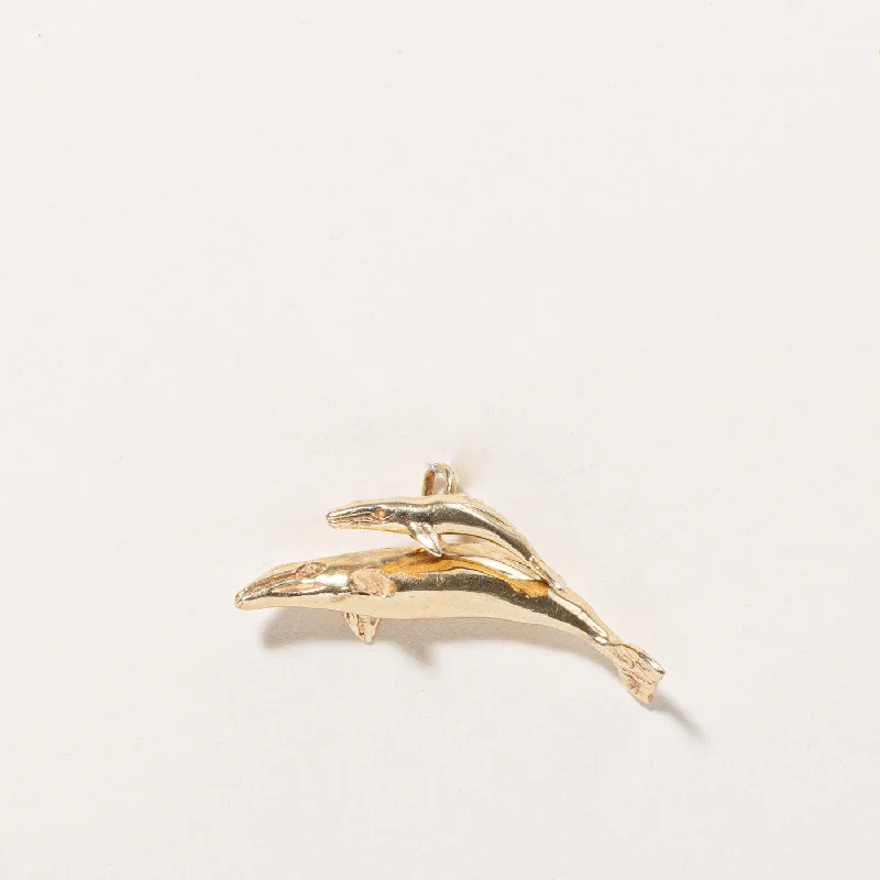 handcrafted gemstone ring women 14k Yellow Gold Whale Pod Pendant