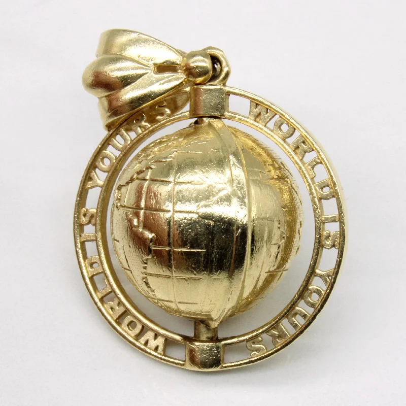 personalized family tree necklace 14k Yellow Gold 'World is Yours' Globe Pendant