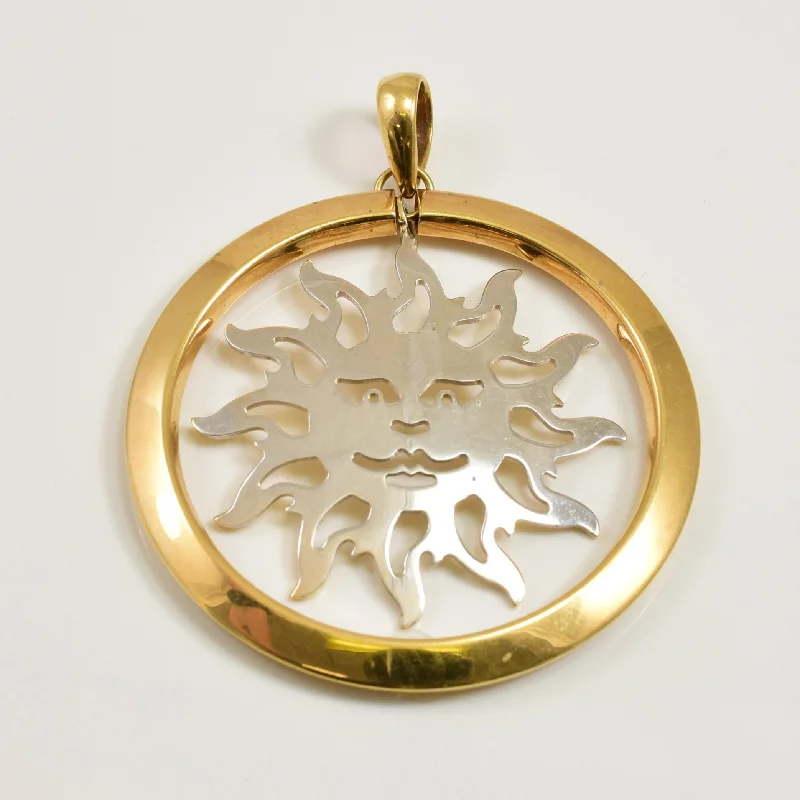 18k Two Tone Sun Pendant |