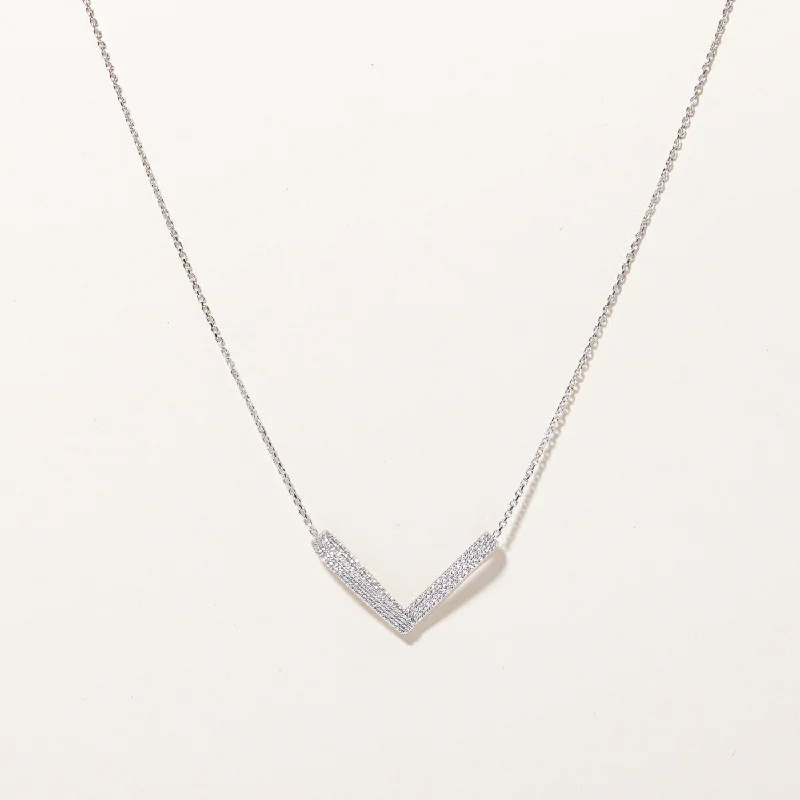 engraved pendant necklace 18k White Gold Pendant Necklace | 17" |