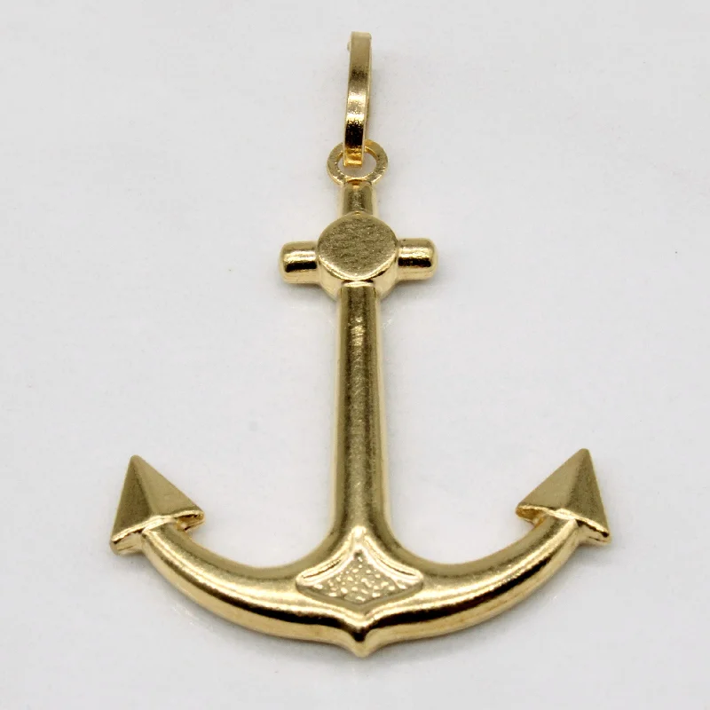sterling silver herringbone chain 18k Yellow Gold Anchor Charm