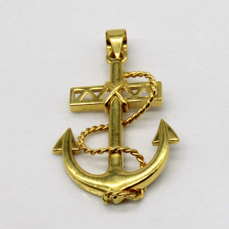 18k Yellow Gold Anchor Pendant