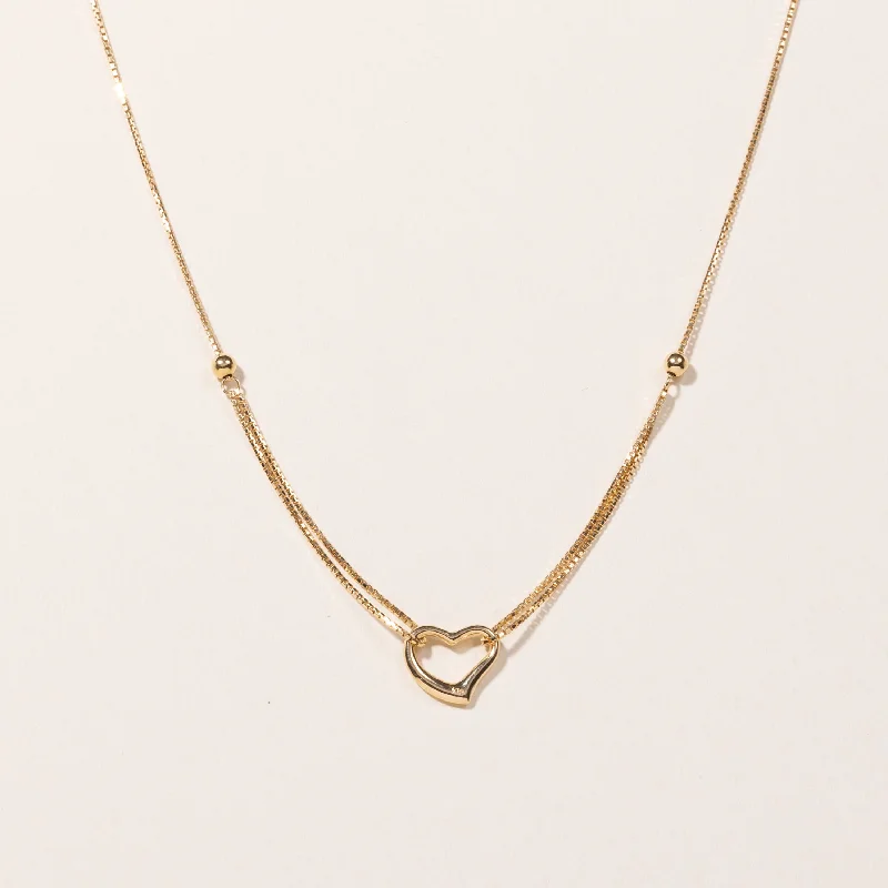 dainty gemstone choker necklace 18k Yellow Gold Heart Pendant Necklace | 16"