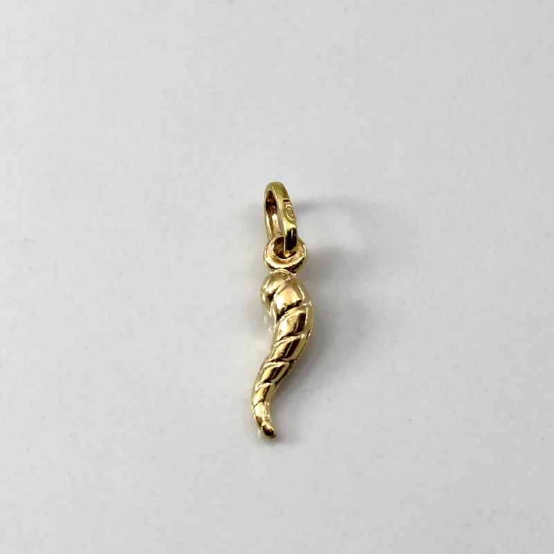 thin silver chain necklace 18k Yellow Gold Cornicello Pendant