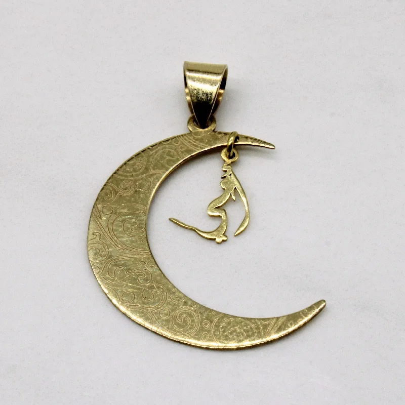 18k Yellow Gold Crescent Moon Pendant