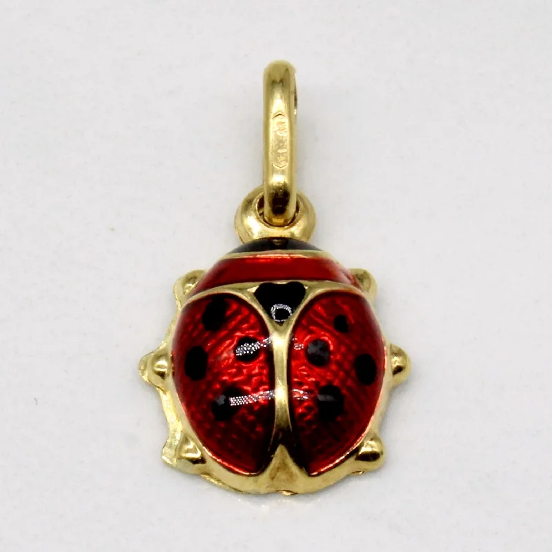 geometric diamond earrings gold 18k Yellow Gold Enamel Lady Bug Charm