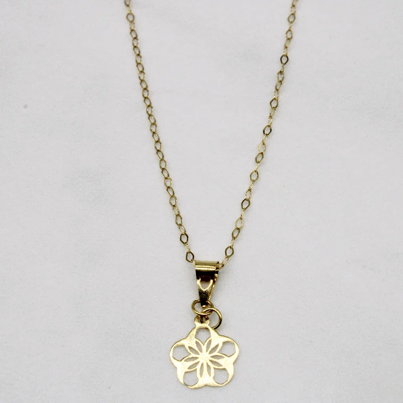 vintage diamond drop necklace 18k Yellow Gold Flower Pendant & Necklace | 16" |