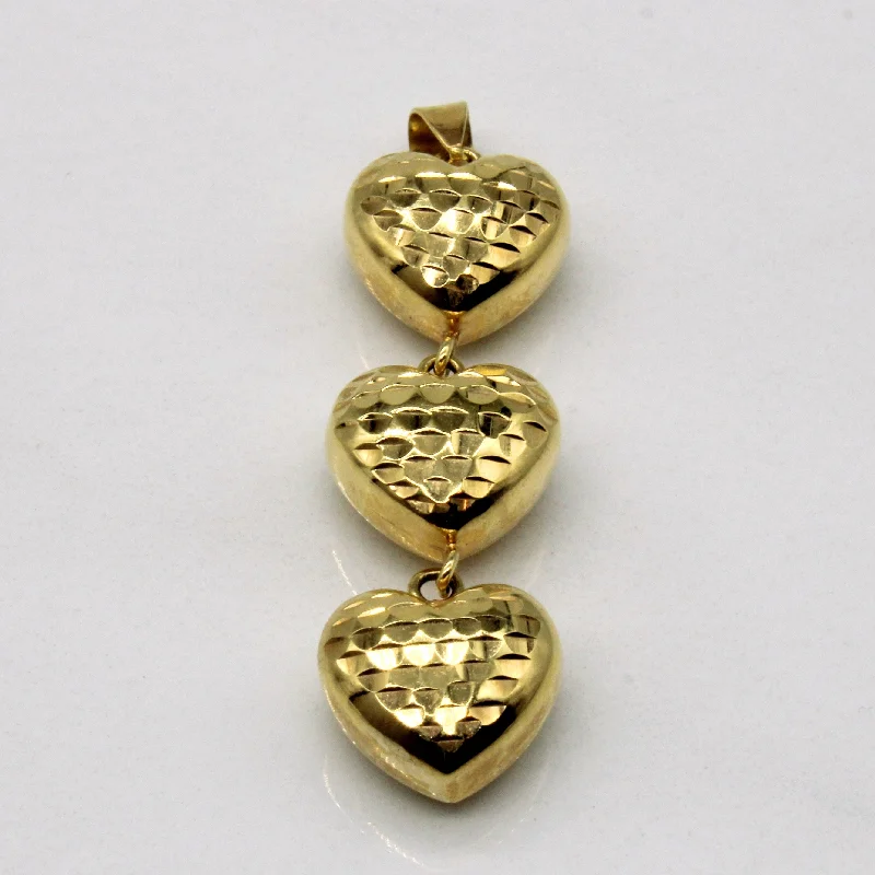 18k Yellow Gold Heart Drop Pendant