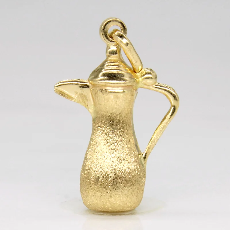 handmade leather ring 18k Yellow Gold Pitcher Charm