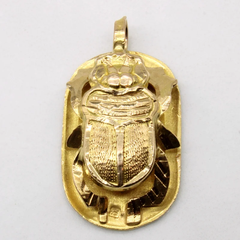 18k Yellow Gold Scarab Beatle Pendant