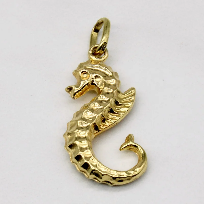 men’s silver ring with onyx 18k Yellow Gold Sea Horse Charm