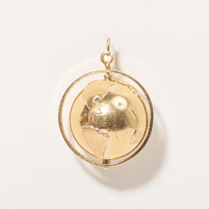 aquamarine birthstone necklace March 18k Yellow Gold Spinning Globe Pendant