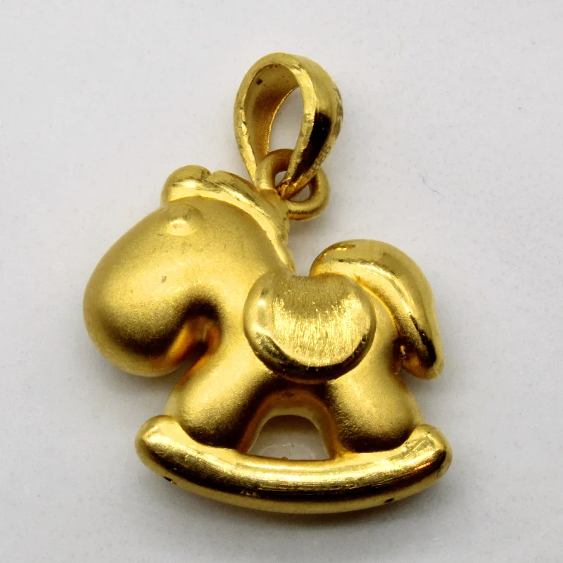 24k Yellow Gold Rocking Horse Pendant