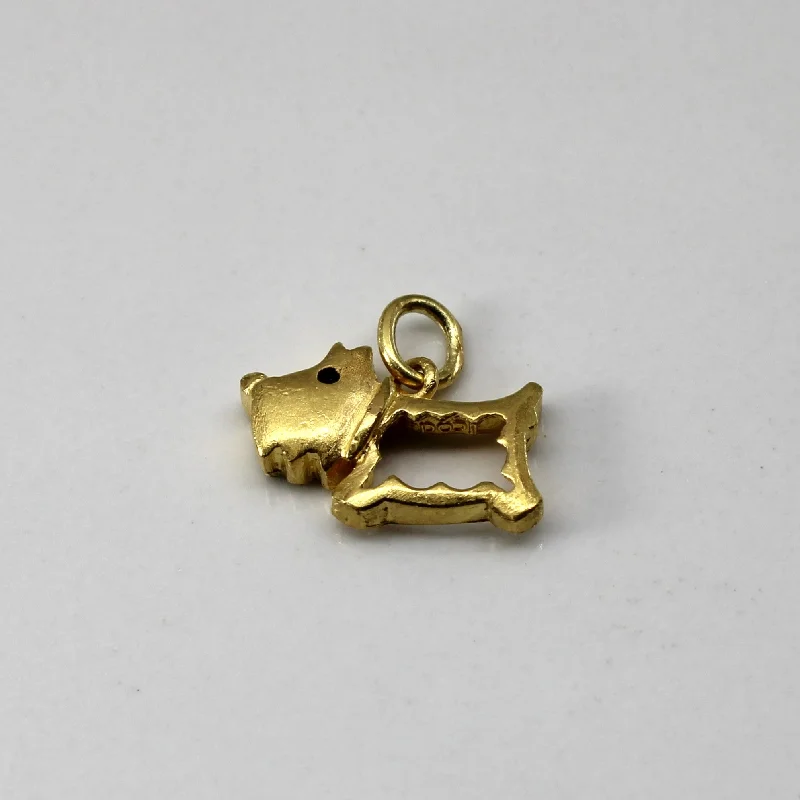 boho gold leaf ring 24k Yellow Gold Terrier Dog Pendant