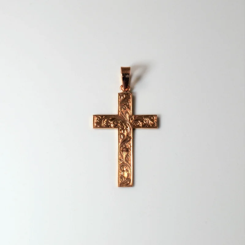 Rose Gold Ornate Cross Pendant |