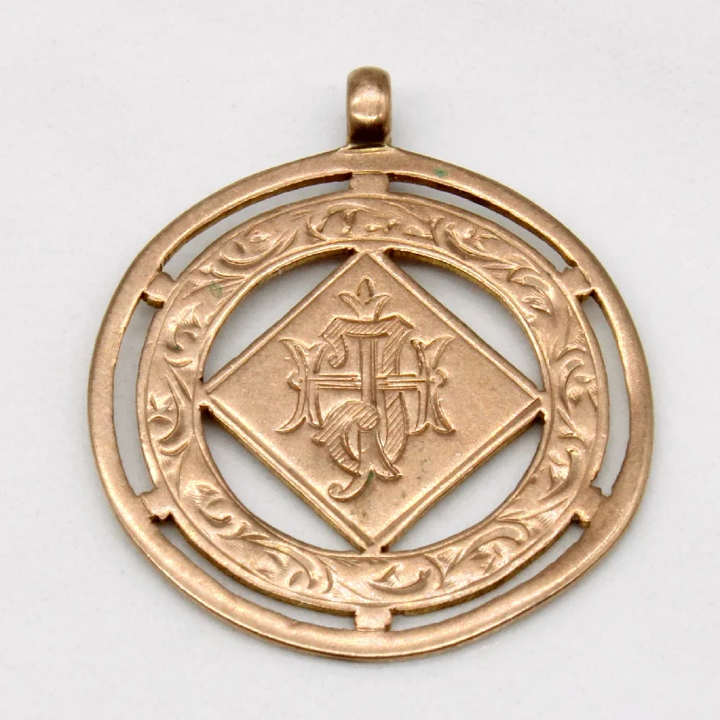 natural crystal pendant necklace 1927 Birmingham 9k Rose Gold Hand Carved "HJ" Initial Pendant