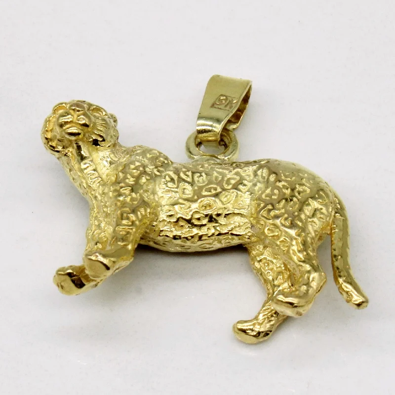 minimalist cubic zirconia earrings 9k Yellow Gold Cheetah Charm