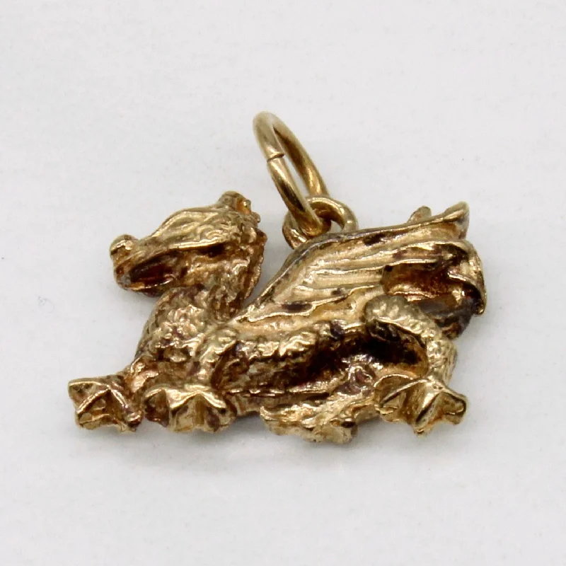 simple crystal pendant necklace 9k Yellow Gold Dragon Charm