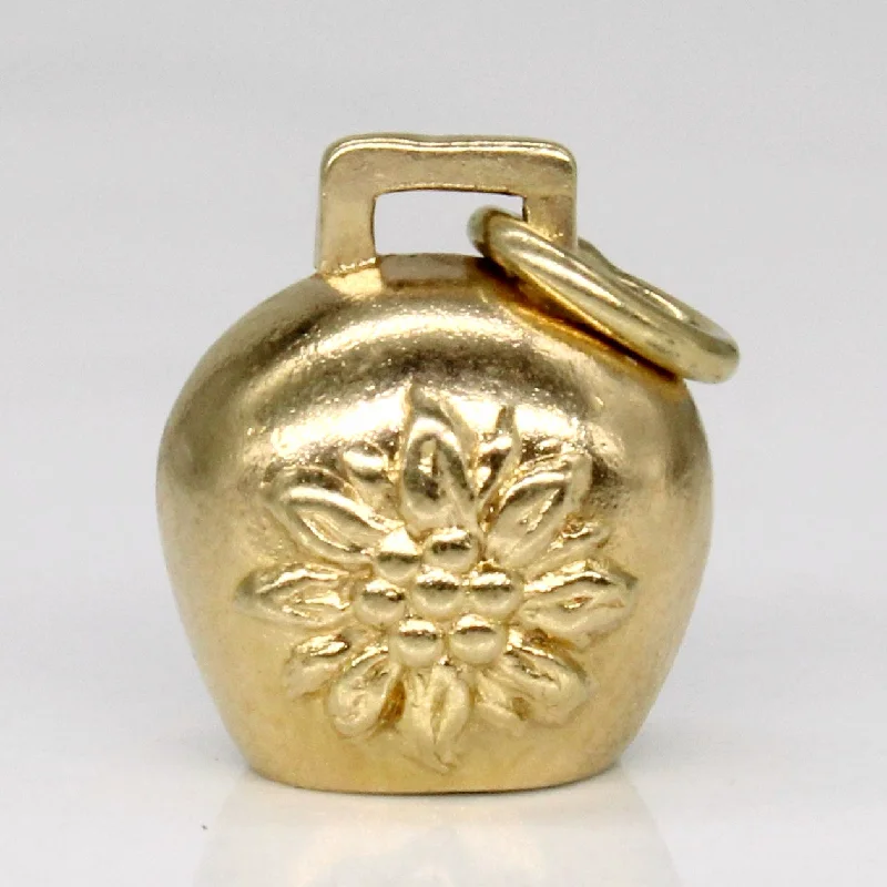 thin gold wire earrings 9k Yellow Gold Flower Bell Charm