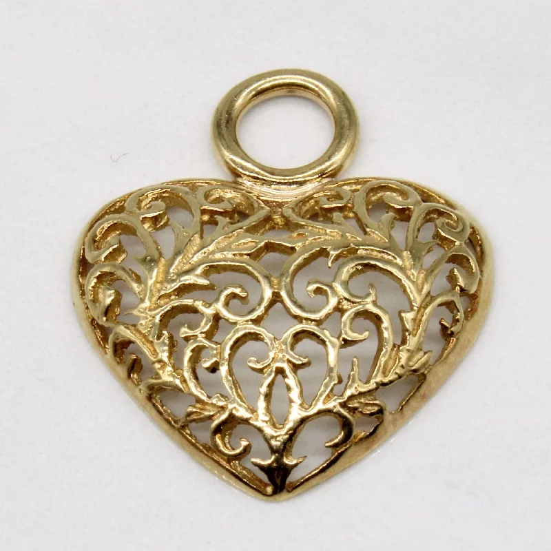 elegant pearl necklace with diamonds 9k Yellow Gold Lattice Heart Pendant