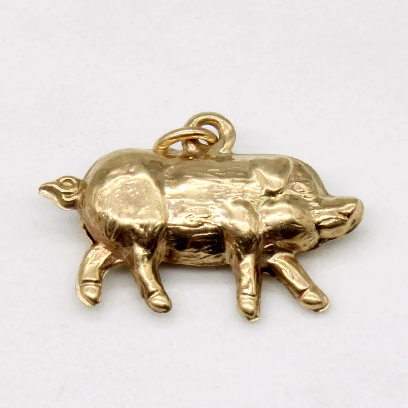 minimalist infinity ring 9k Yellow Gold Pig Charm