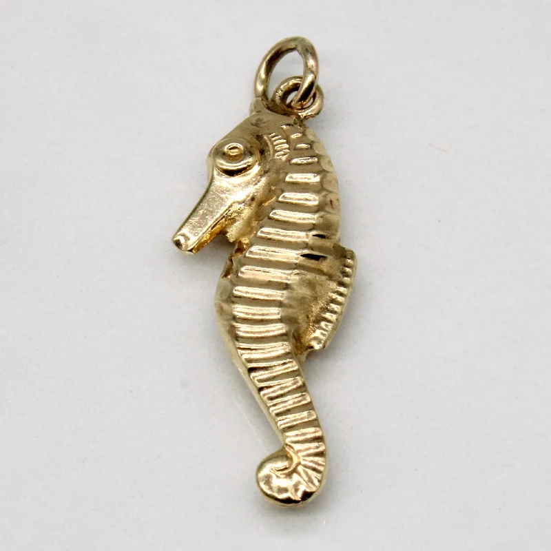 opal gemstone halo ring 9k Yellow Gold Seahorse Charm