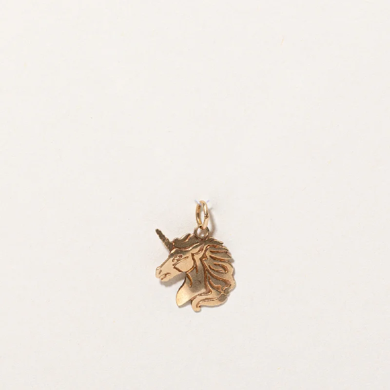 silver moon phase pendant 9k Yellow Gold Unicorn Charm