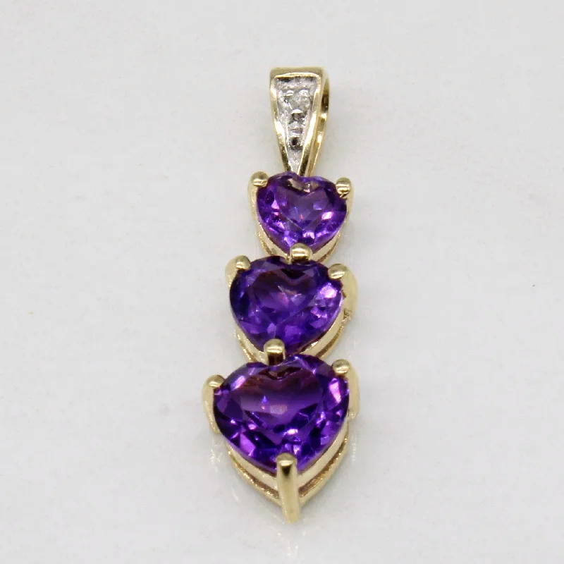 dainty rose gold anklet Amethyst & Diamond Heart Pendant | 1.20ctw, 0.01ct |