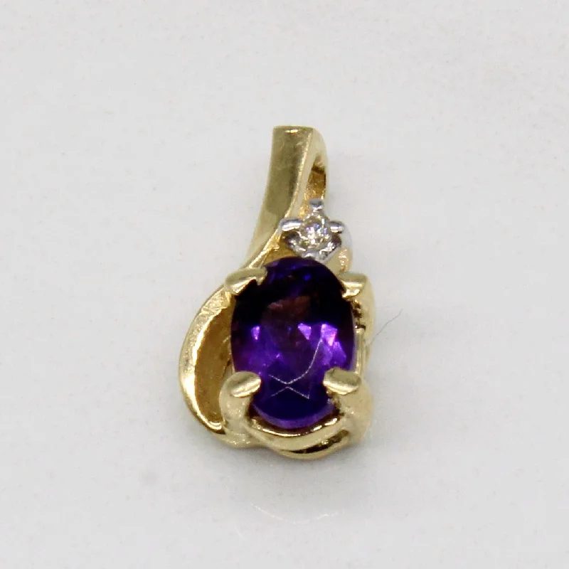 classic gemstone stud earrings Amethyst & Diamond Pendant | 0.40ct, 0.01ct |