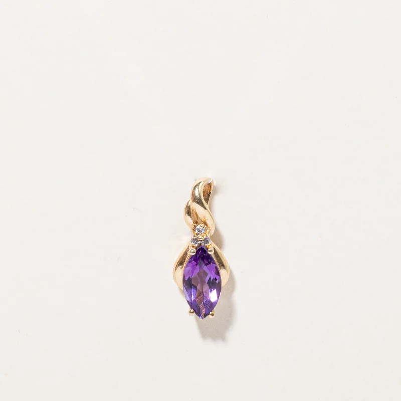 vintage filigree locket necklace Amethyst & Diamond Pendant | 1.31ct, 0.036ctw |