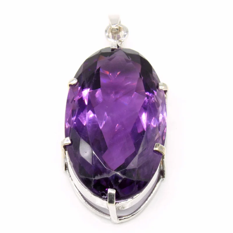 fine silver herringbone necklace Amethyst Pendant | 35.00ct |
