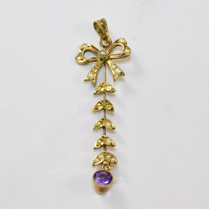 Victorian Amethyst & Seed Pearl Pendant | 0.24ct, 0.20ctw |