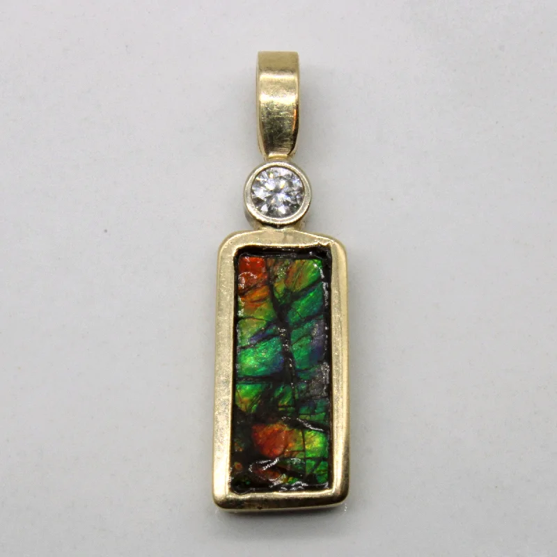 Ammolite & Diamond Pendant | 0.55ct, 0.10ct |