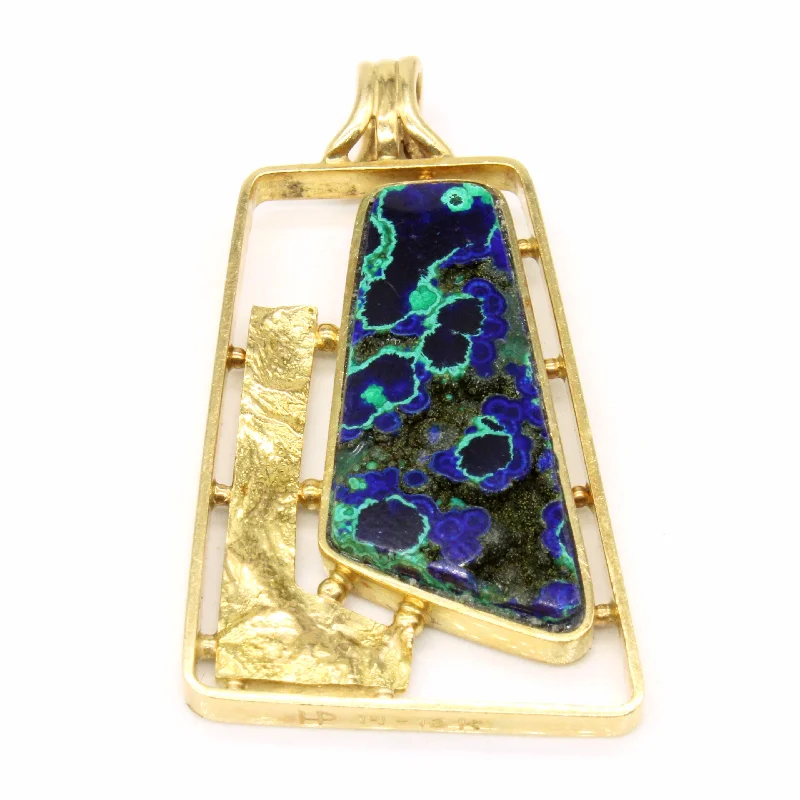 minimalist black pearl necklace Azurite Malachite Pendant | 6.40ct |