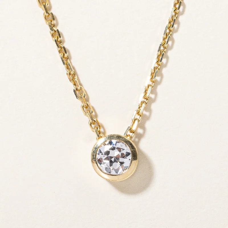 statement gemstone necklace handmade Bezel Set Diamond Pendant & Necklace | 0.65ct | 16" |