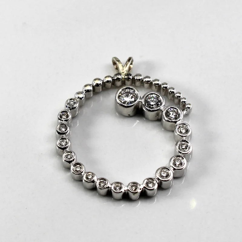 black spinel ring men Bezel Set Diamond Spiral Pendant | 0.48ctw |