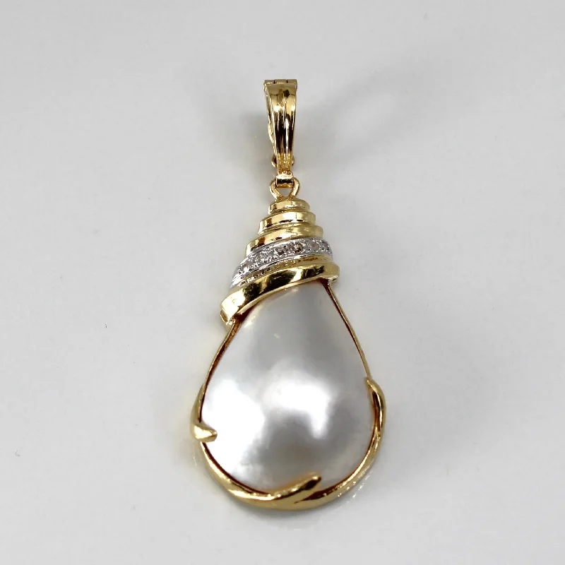bold gothic skull necklace Bezel Set Pearl & Diamond Drop Pendant | 0.05ctw |