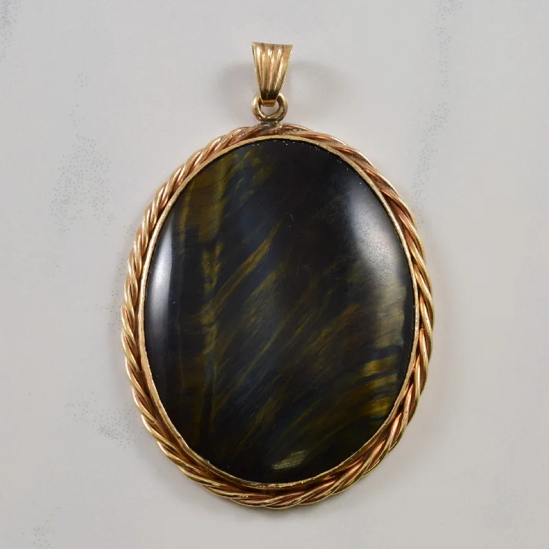 Framed Tiger's Eye Cabochon Pendant | 50.0ct |