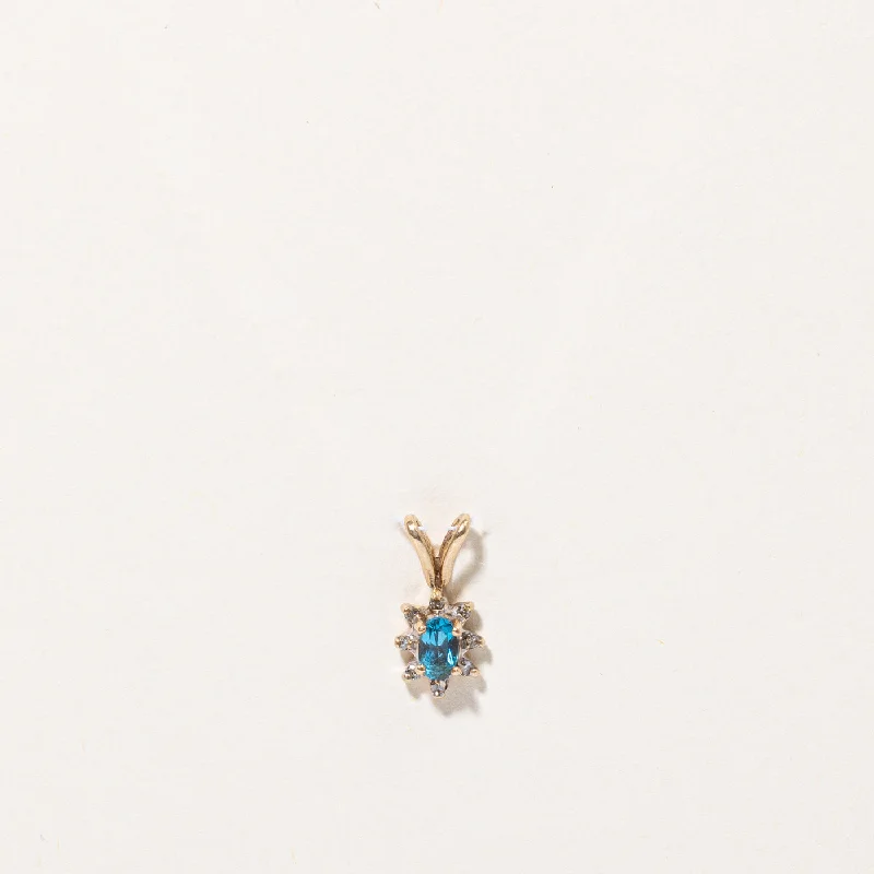 solid gold cartilage hoop Blue Topaz & Diamond Pendant | 0.25ct, 0.05ctw |