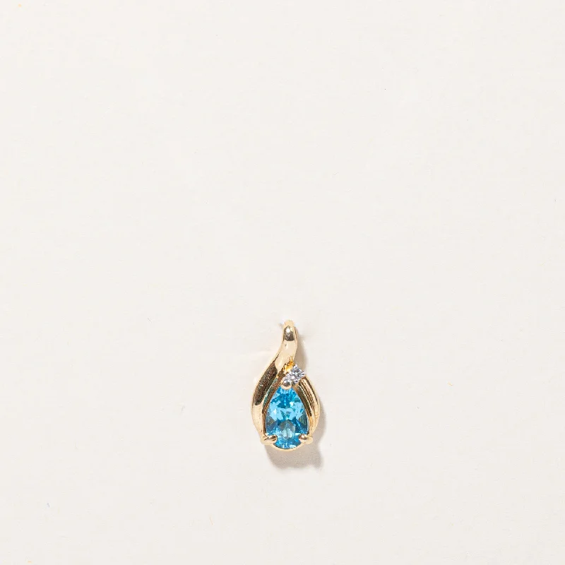 personalized coordinates ring custom Blue Topaz & Diamond Pendant | 0.66ct, 0.01ct |