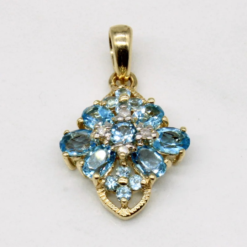 vintage-inspired gold locket Blue Topaz & Diamond Pendant | 0.90ctw, 0.02ctw |
