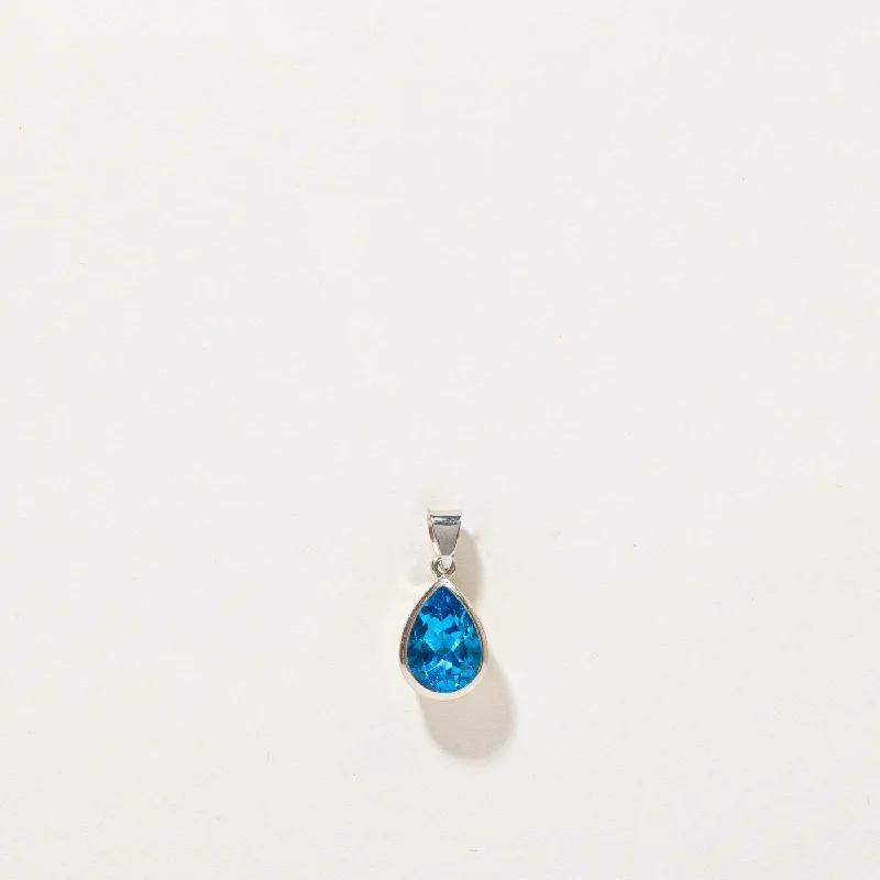 sterling silver angel wing pendant Blue Topaz Pendant | 3.45ct |